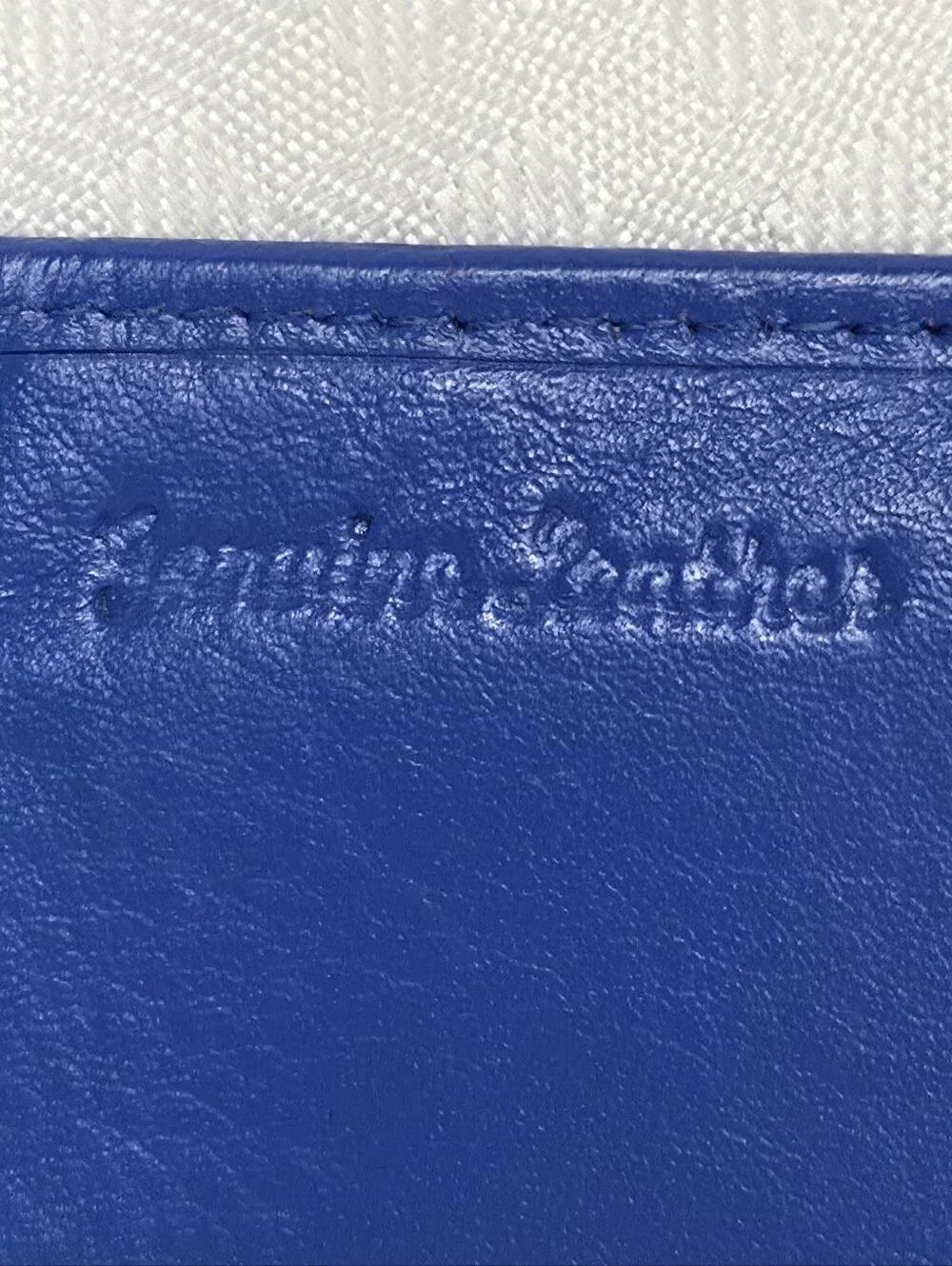 Vintage Blue Leather Wallet Long Flap Foldover Snap Bifold Cobalt Royal Blue
